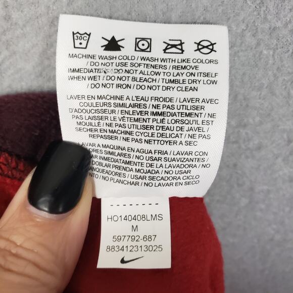 Nike Men's Size M Therma-Fit Track Pant Joggers Maroon Burgundy Red Stripe Mesh - Picture 10 of 10